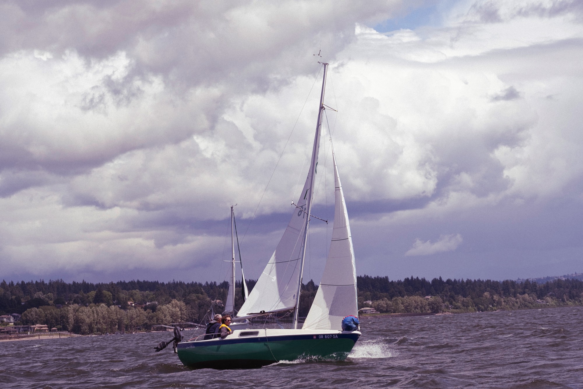 A sailboat on the Columbia river